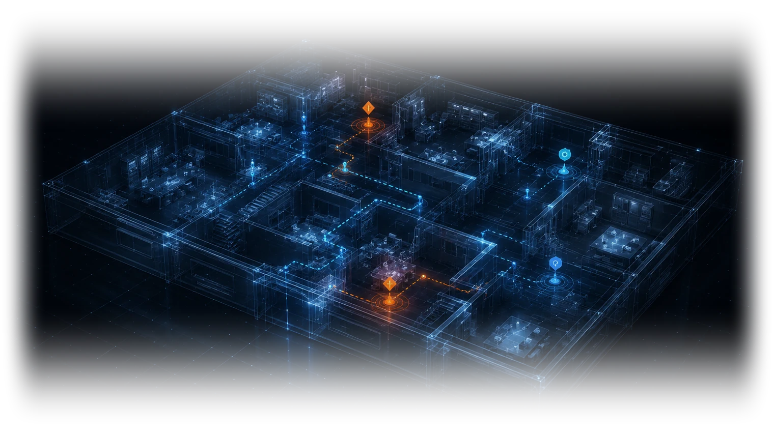 Movement paths and contacts reconstructed across a site model